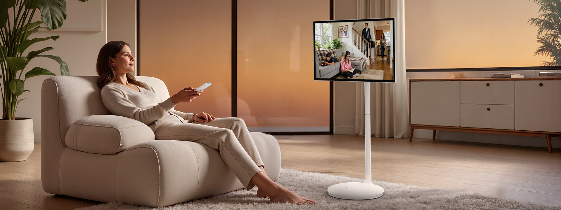32 inch portable TV for home entertainment watching movies from sofa with remote control – Nework MoveMate AI