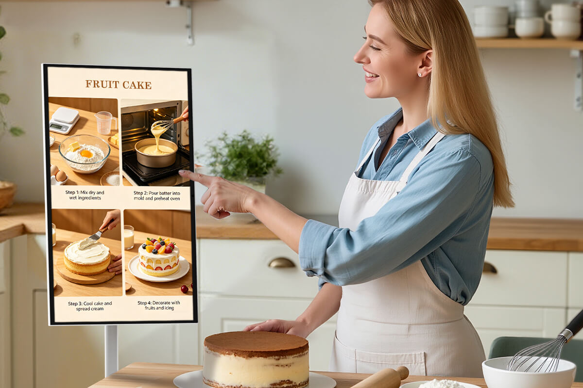 32 inch portable smart TV vertical screen for cooking recipes in kitchen hands free display – Nework MoveMate AI