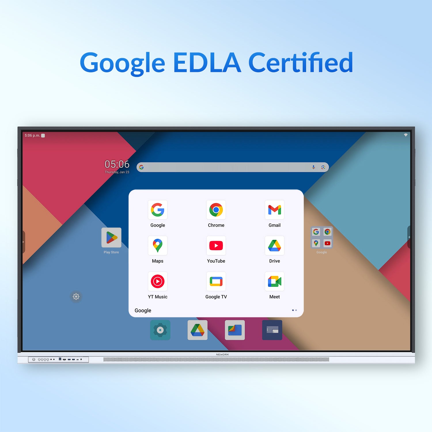 Nework E-series 4K Smart Board - Android 14, Google EDLA-Certified Interactive Whiteboard