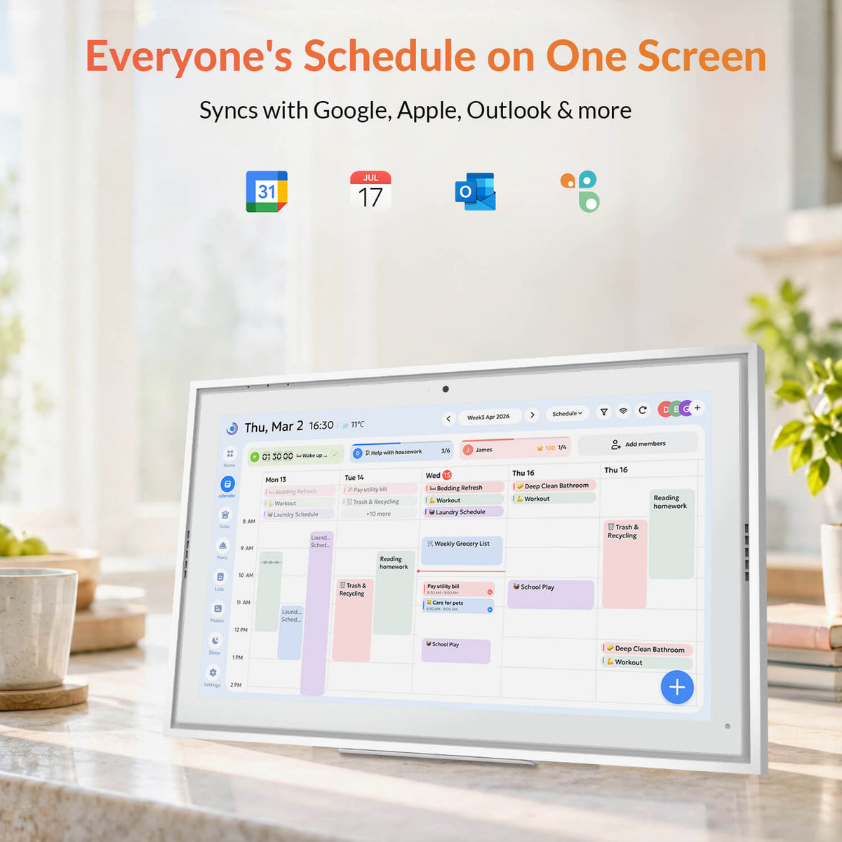 Nework 15.6" Digital Calendar — Keep Your Family in Sync