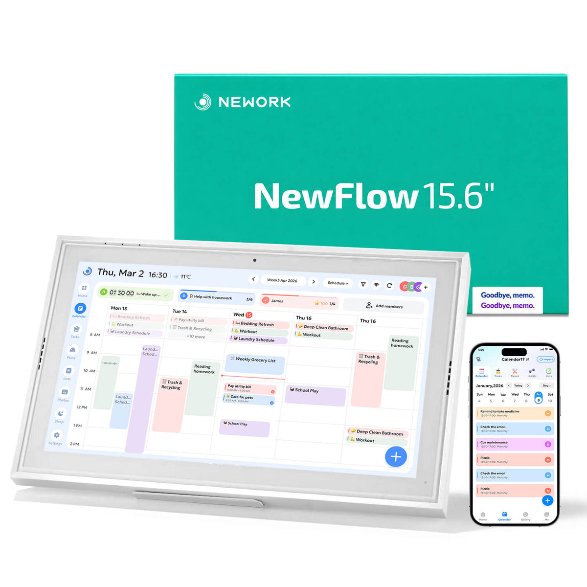 Nework 15.6" Digital Calendar — Keep Your Family in Sync