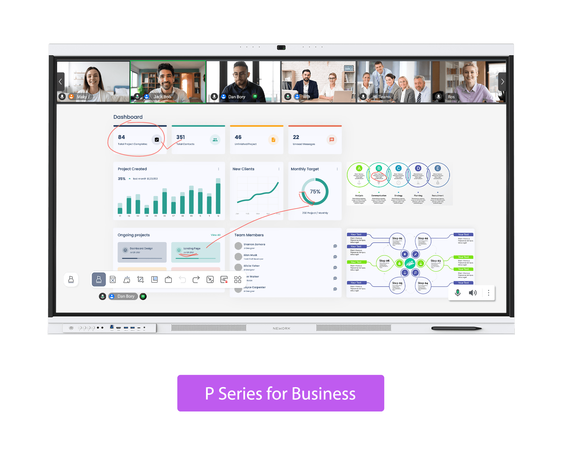 Nework_NewBoard_P_Series_smart_board_for_business_meeting_4K_interactive_display