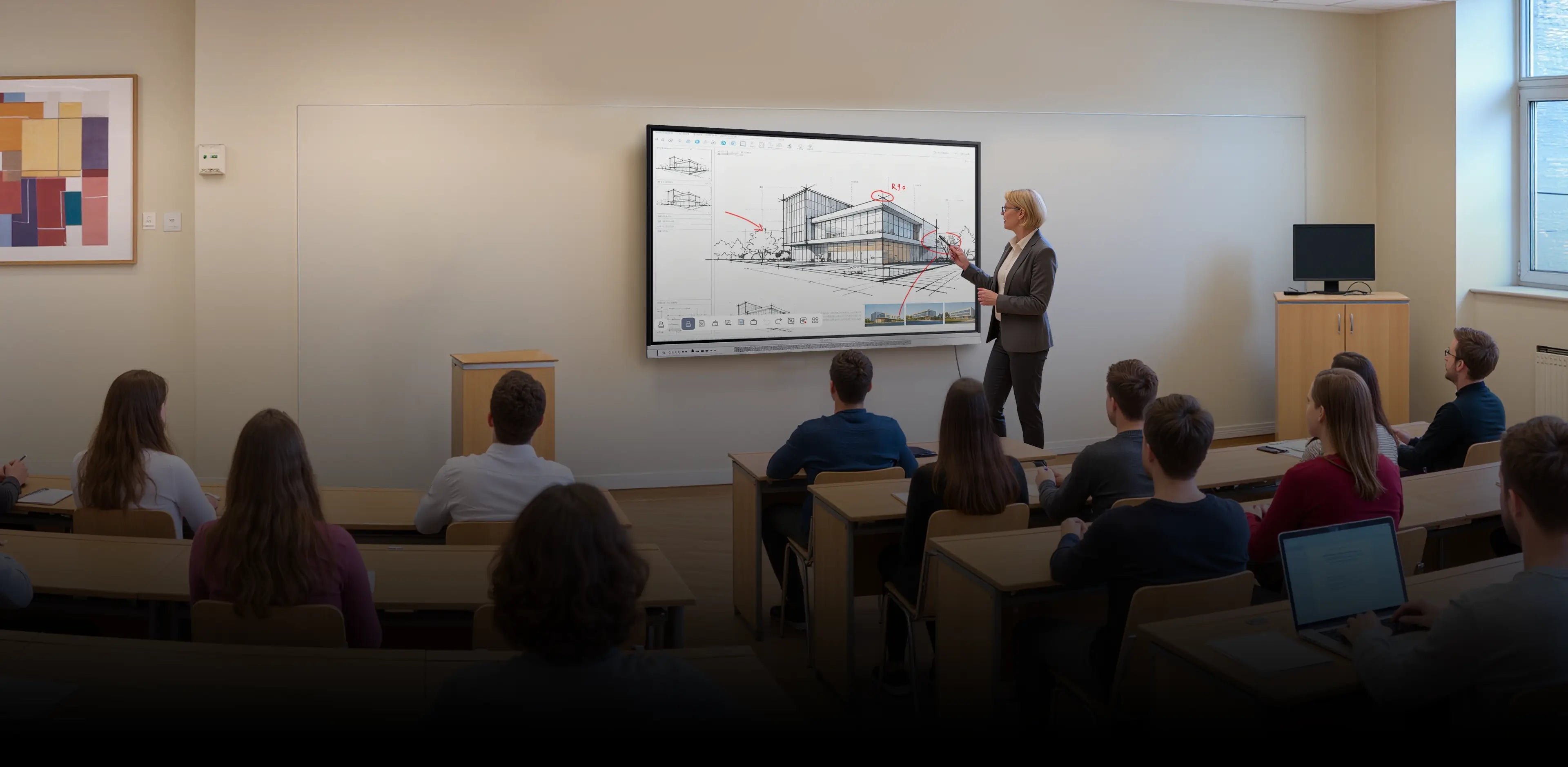 Nework interactive whiteboard used for lectures and presentations-mb