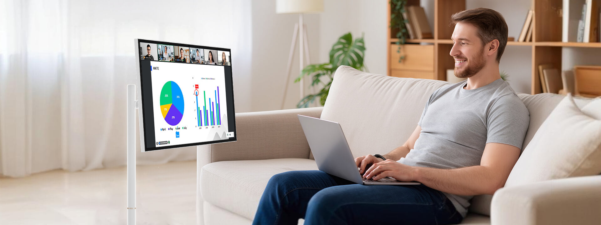 32 inch portable smart TV for home office video conferencing and remote work display – Nework MoveMate AI