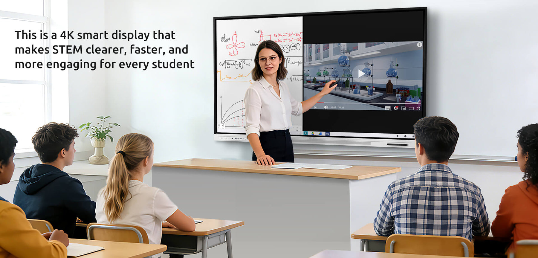 4K smart whiteboard for STEM education and visual learning