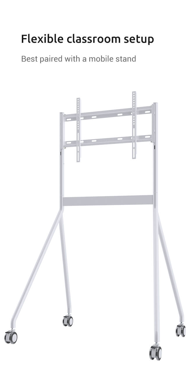 Mobile stand for classroom smart whiteboard setup