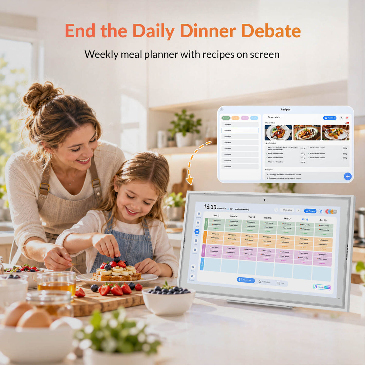 Nework 15.6" Digital Calendar — Keep Your Family in Sync