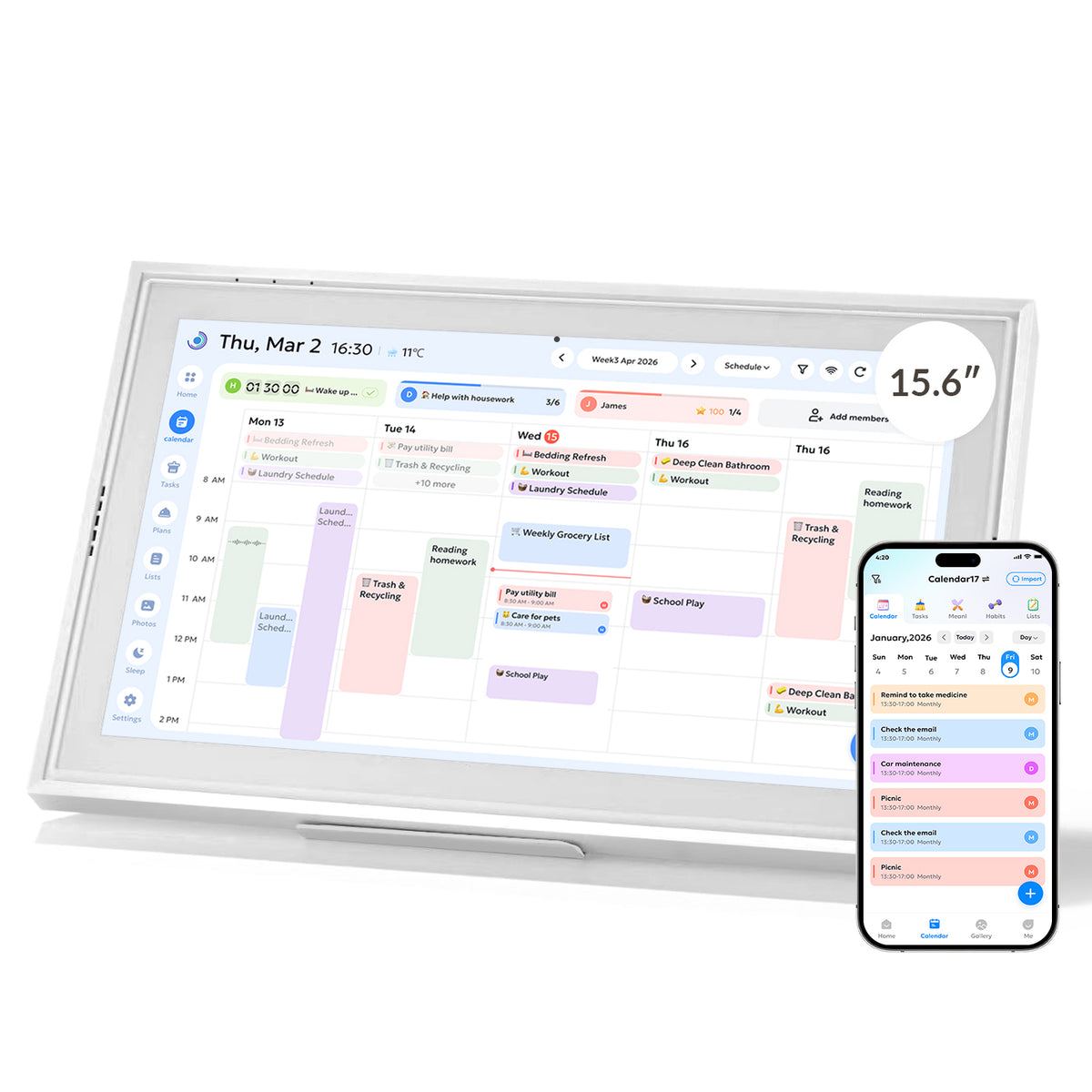 Nework 15.6" Digital Calendar — Keep Your Family in Sync