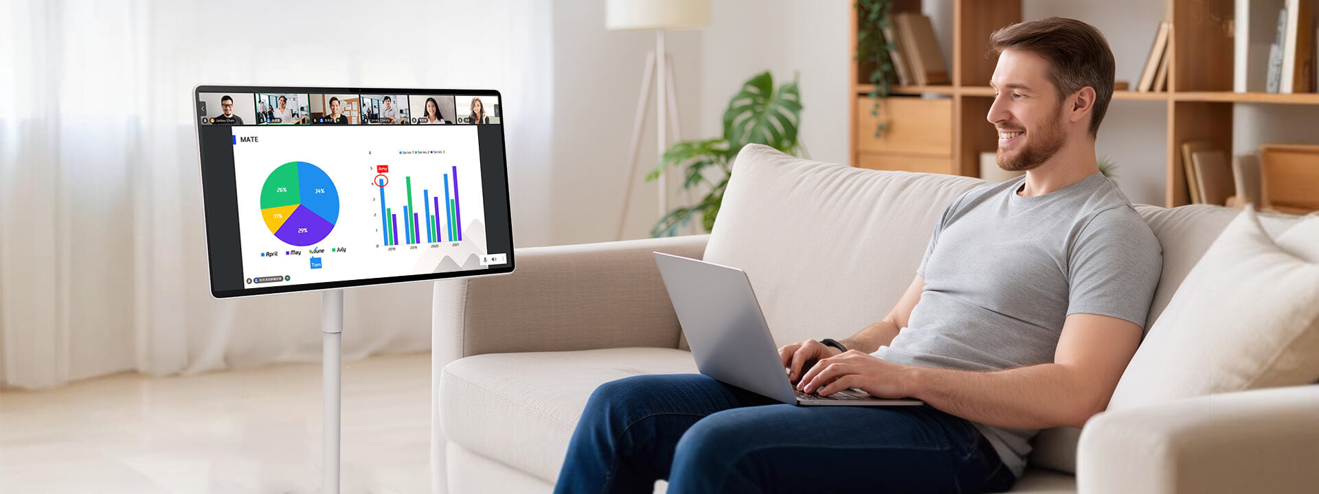 Nework MoveMate portable smart TV for remote work and video meetings with large touchscreen display
